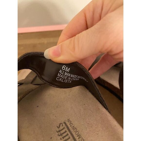 Cliffs Calista size 6 Sandals Brown Double Strap Buckle Cork Footbed Retro Chic - Picture 6 of 7